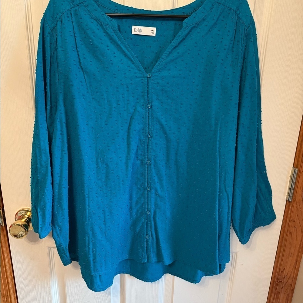 Women's Croft & Barrow® Teal Button-Up Blouse